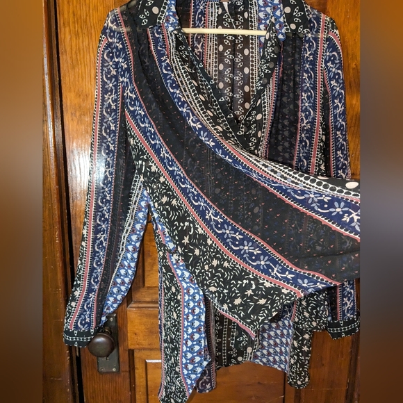 Free People Moonlight Mile Tie Back Sheer Button Down S Small Boho Anthropologie - Picture 10 of 12